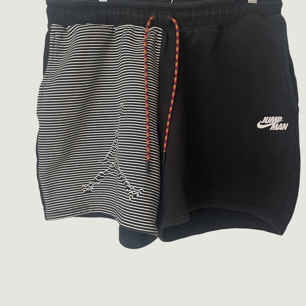 Jordan Jumpman Black Striped Knit Athletic Shorts Mens XL Drawstring Pockets
